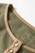 Color Block Waffle Textured Tunic Henley Top with Slits